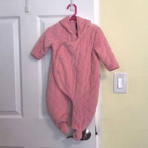 Baby quilted chambray bear one piece in pink